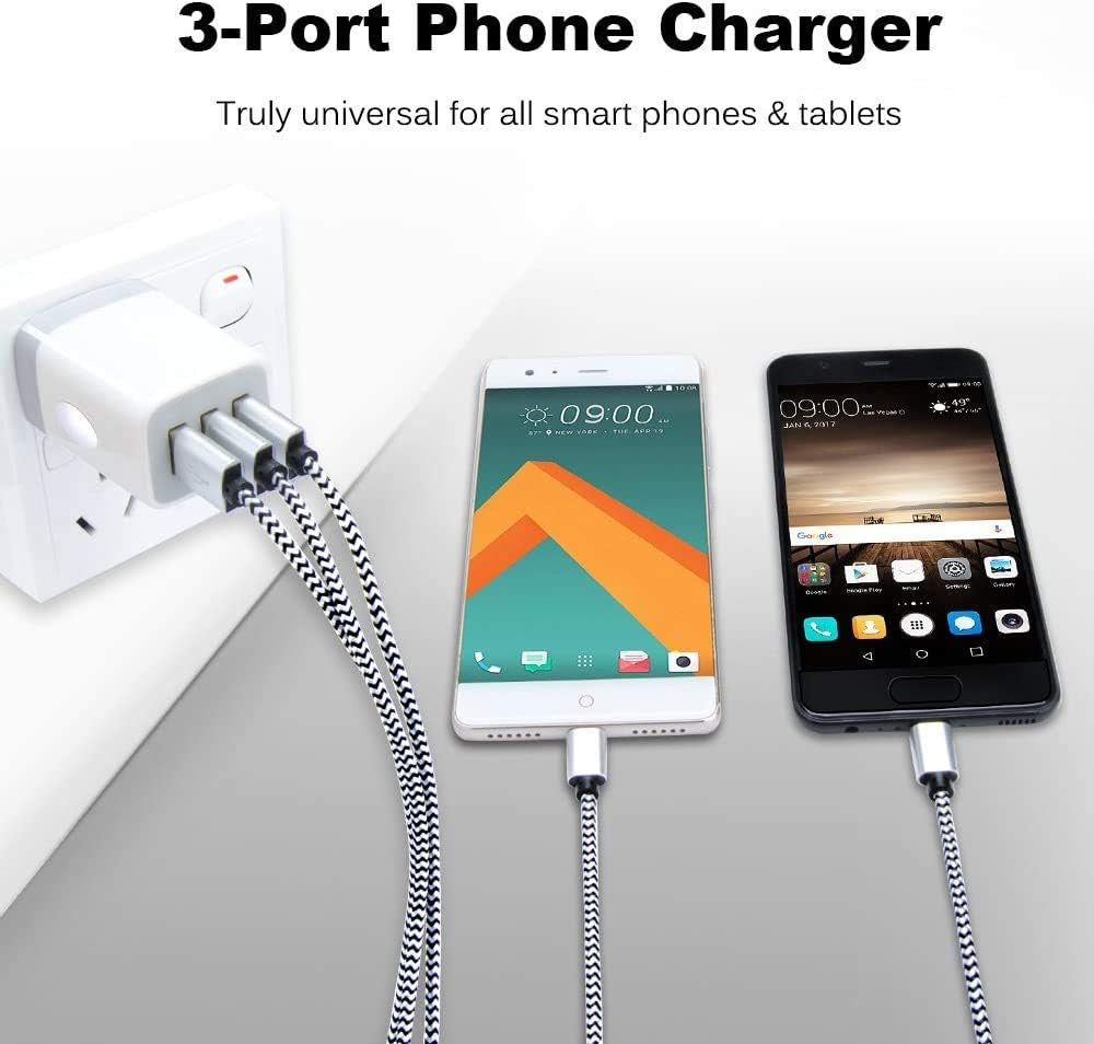 USB Charging Plug - Wall Charger Adapter, 3-Pack Universal Travel 3.1A Multi-Port Fast Charging Block Compatible with iPhone 17/16/15/14/13 SE/12 Pro, Samsung Galaxy S26/S25/S24/S23 Ultra, Google Devices