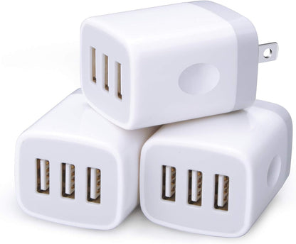 USB Charging Plug - Wall Charger Adapter, 3-Pack Universal Travel 3.1A Multi-Port Fast Charging Block Compatible with iPhone 17/16/15/14/13 SE/12 Pro, Samsung Galaxy S26/S25/S24/S23 Ultra, Google Devices