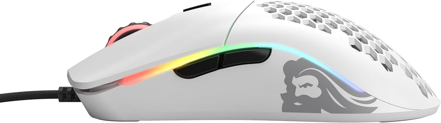 Model O Wired Gaming Mouse - 67G Lightweight Honeycomb Design, RGB Lighting, Pixart 3360 Sensor, Omron Switches, Ambidextrous - Matte White