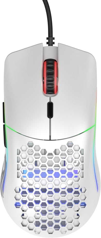 Model O Wired Gaming Mouse - 67G Lightweight Honeycomb Design, RGB Lighting, Pixart 3360 Sensor, Omron Switches, Ambidextrous - Matte White