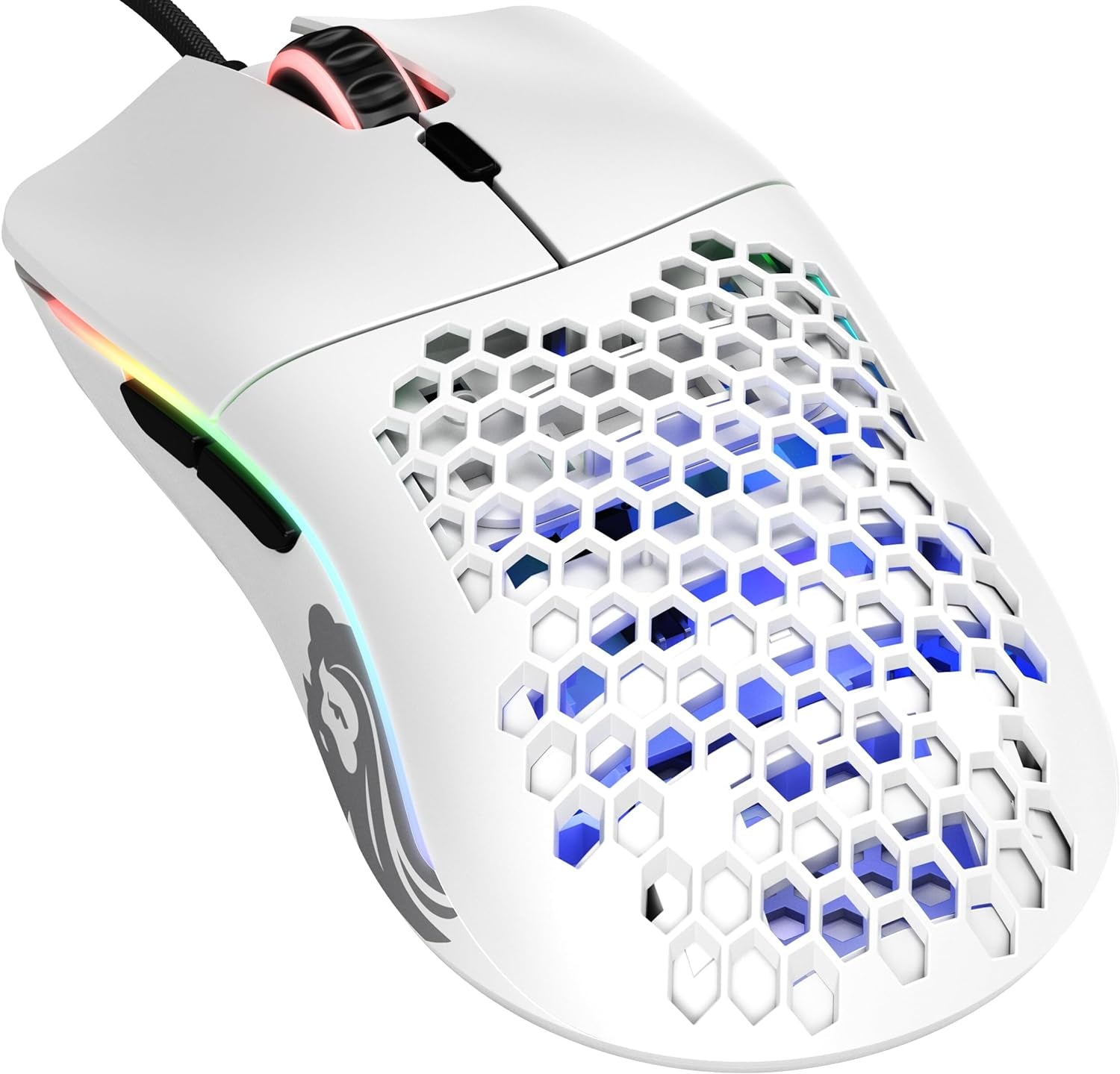 Model O Wired Gaming Mouse - 67G Lightweight Honeycomb Design, RGB Lighting, Pixart 3360 Sensor, Omron Switches, Ambidextrous - Matte White