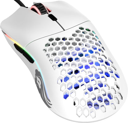 Model O Wired Gaming Mouse - 67G Lightweight Honeycomb Design, RGB Lighting, Pixart 3360 Sensor, Omron Switches, Ambidextrous - Matte White