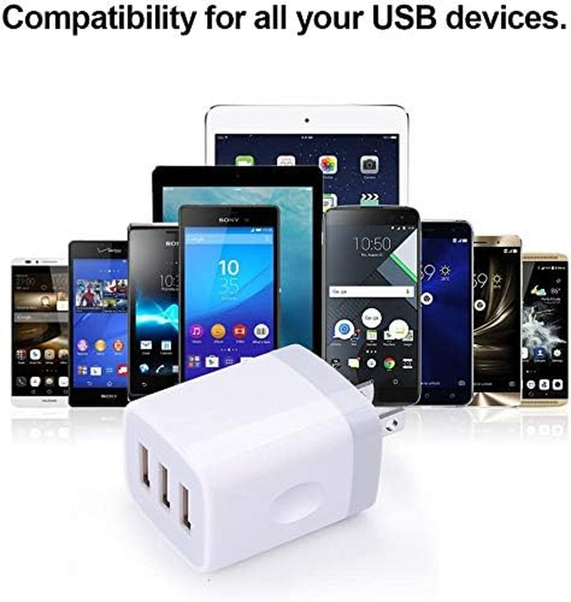 USB Charging Plug - Wall Charger Adapter, 3-Pack Universal Travel 3.1A Multi-Port Fast Charging Block Compatible with iPhone 17/16/15/14/13 SE/12 Pro, Samsung Galaxy S26/S25/S24/S23 Ultra, Google Devices